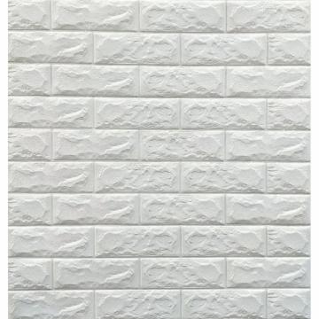 Tapet 3D Alb design perete modern din caramida in relief
