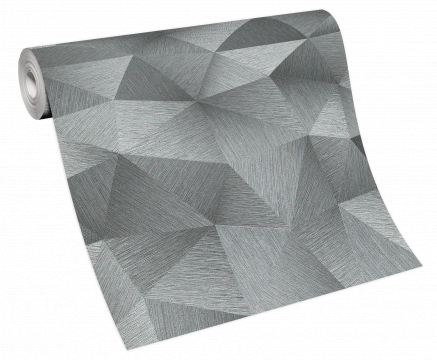 Tapet geometric romburi extralavabil, gri, argintiu, GMK 3