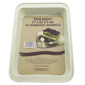 Tava cuptor 37x25x5 cm cu acoperire ceramica