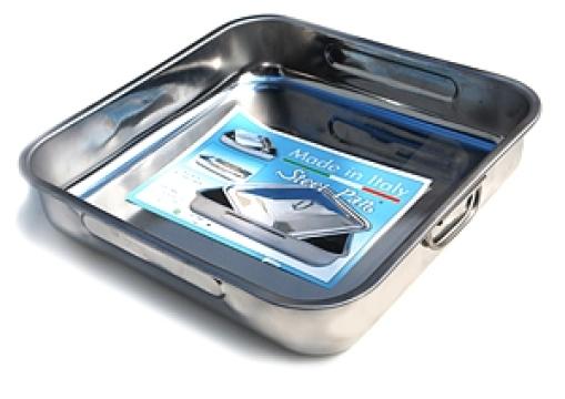Tava inox patrata Raki, 32x32xh6cm, cu manere