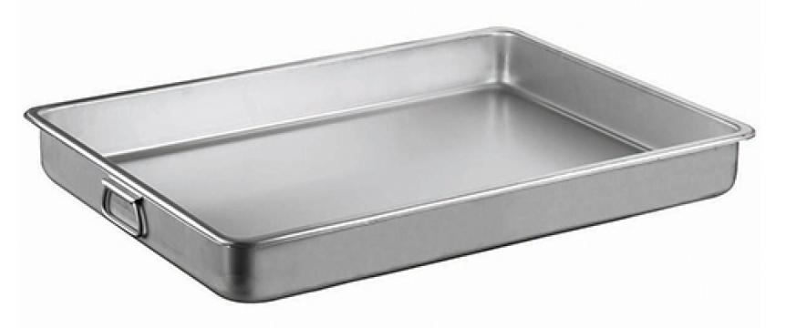 Tava inox profesionala pentru cuptor Ozti 35x40x8cm cu maner