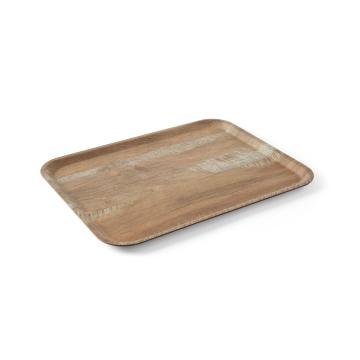 Tava servire 24x35 cm, din melamina, aspect de lemn stejar