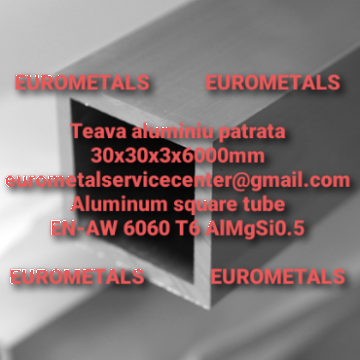 Teava aluminiu patrata 30x30x3mm