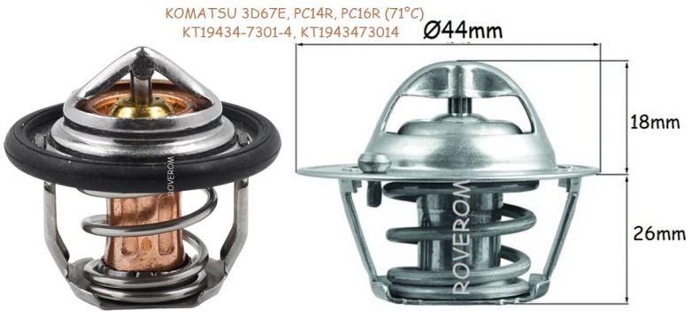 Termostat Komatsu 3D67E, Komatsu PC14R, PC16R, PC18MR