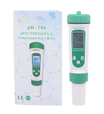 Tester profesional pH-786, Multimetru 6 in1 pH EC TDS Salt