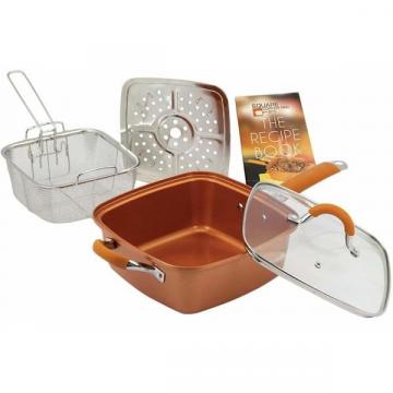 Tigaie multifunctionala patrata din cupru Copper Pan square