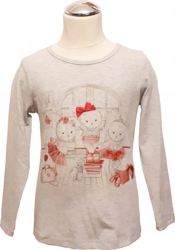 Tricou cu maneca lunga, bumbac, gri, Lusa Kids