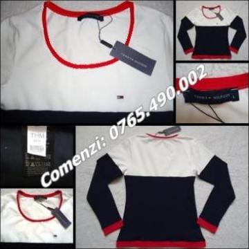 Tricou decoltat dama maneca lunga Tommy Hilfiger bumbac