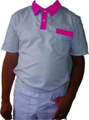 Tricou polo alb bumbac 100%