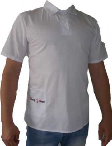 Tricou polo alb cu maneca scurta