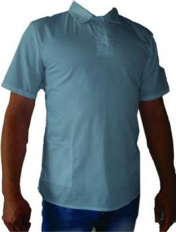 Tricou polo gri cu maneca scurta