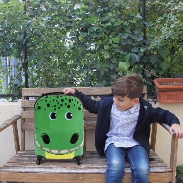Troler copii Dinozaur, verde, 46x32x25 cm, 23L, Manolex