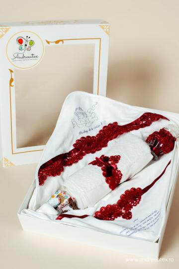 Trusou botez baieti - burgundy