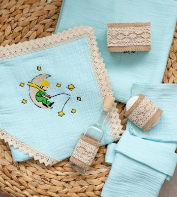 Trusou botez muselina, Micul Print, personalizat