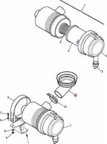 Tubulatura filtru aer Komatsu WB97R-5, motor Iveco