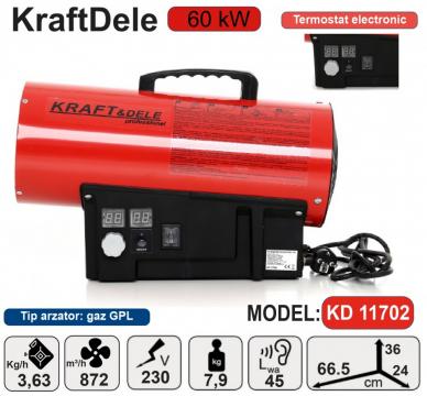 Tun caldura cu gaz GPL cu termostat 60 kW KraftDele KD11702
