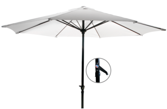 Umbrela soare 300cm culoare alba cu mecanism rabatare