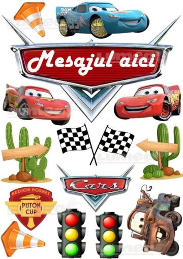Vafa tort McQueen si accesorii cu mesaj personalizat