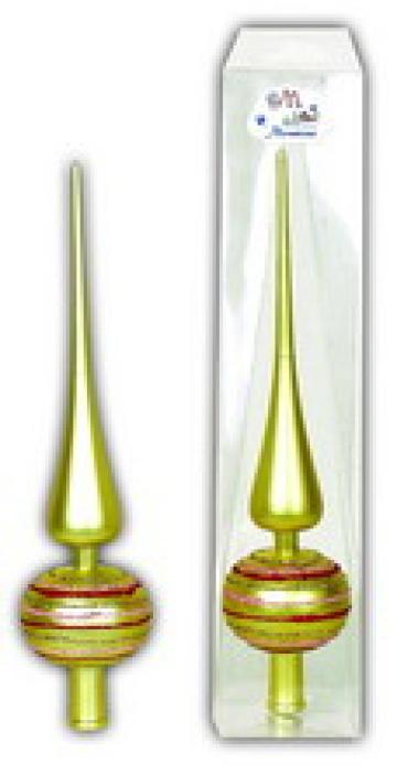 Varf de brad 30 cm satinat auriu decor manual cu glitter