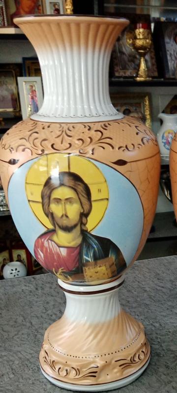 Vaza pictata Iisus decor bisericesc