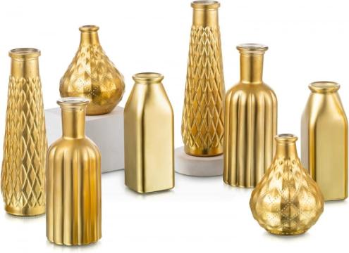 Vaze ornamentale aurii din sticla - set 8 bucati