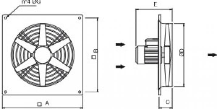Ventilator axial de perete 8 - 800T 30