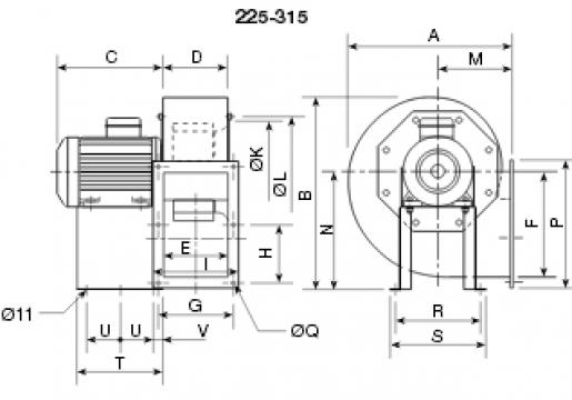 Ventilator centrifugal 400 grd CHMT/4- 315/130-2,2