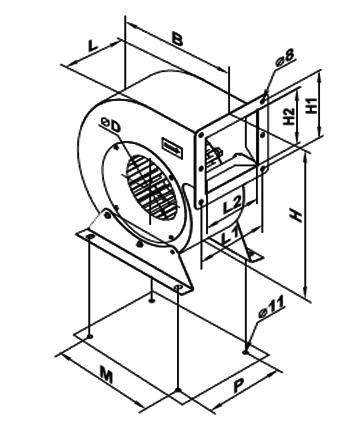 Ventilator centrifugal VCUN 240x114-3.0-2
