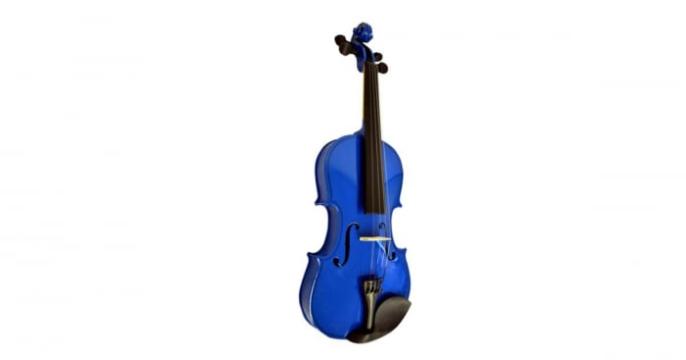 Vioara clasica din lemn 4 4 cu toc inclus albastru
