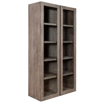 Vitrina cu 4 rafturi, lemn masiv stejar, 122 x 51 x 231 cm