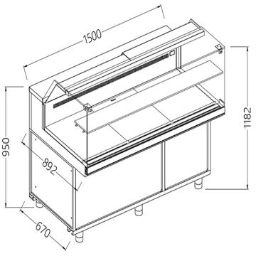 Vitrina frigorifica EN & GN, fereastra joasa, ventilata